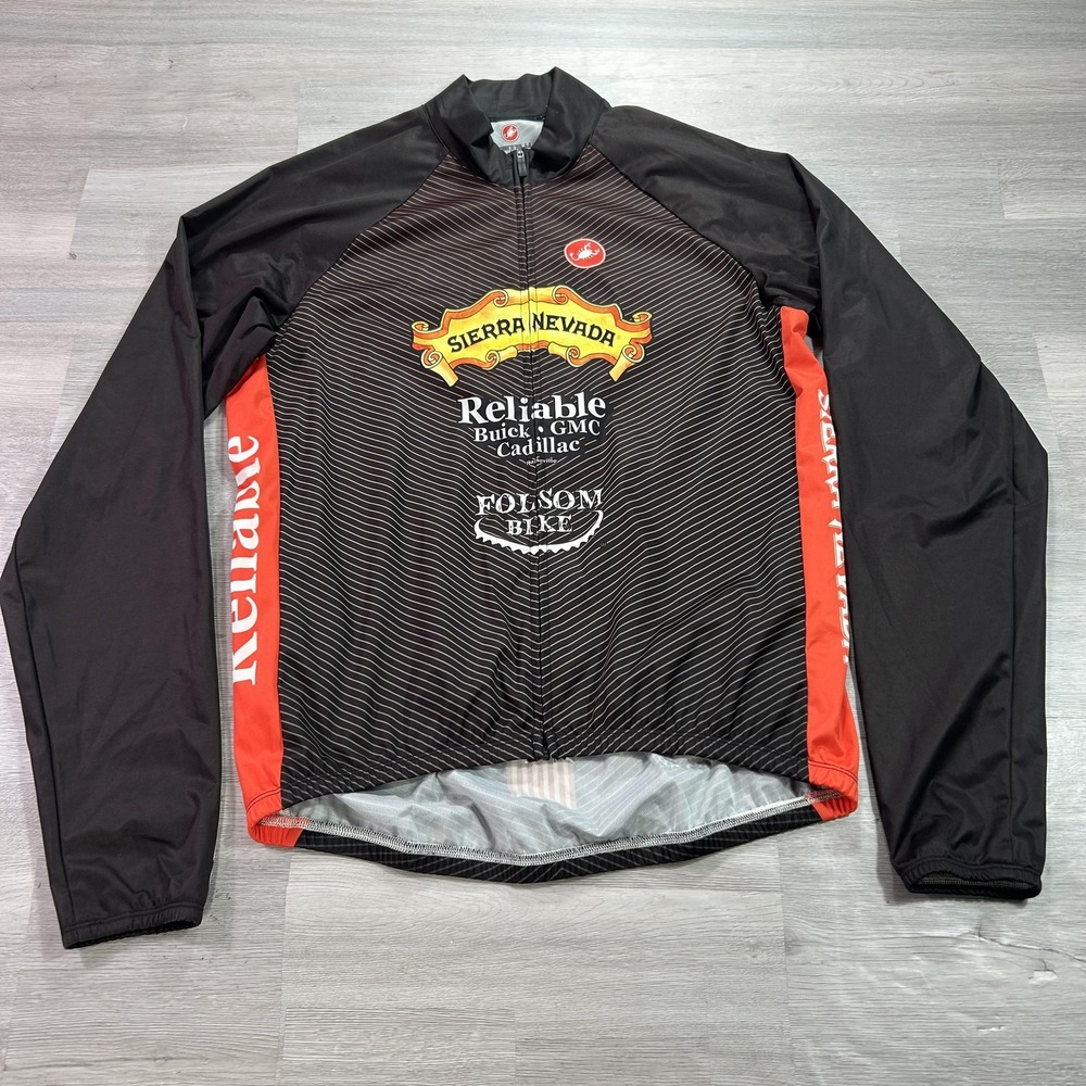 Castelli Cycling Wind Jacket Mens XL Black Sierra Nevada Full Zip USA Logos